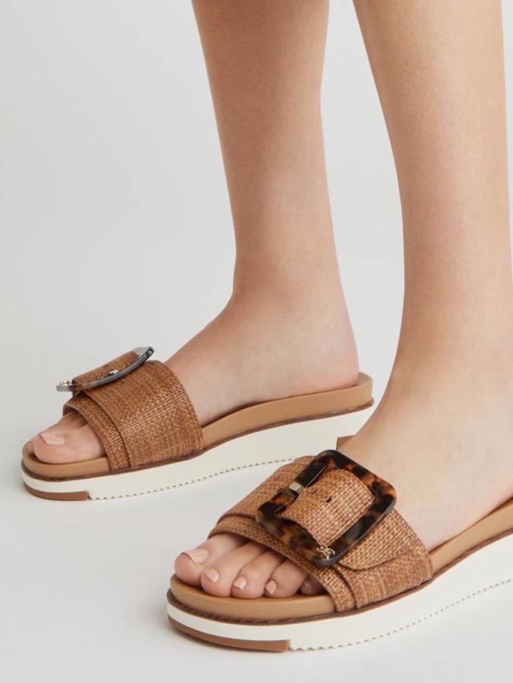 Sam Edelman Ariene Platform Woven Buckle Slide Sandals in Cuoio size 6.5